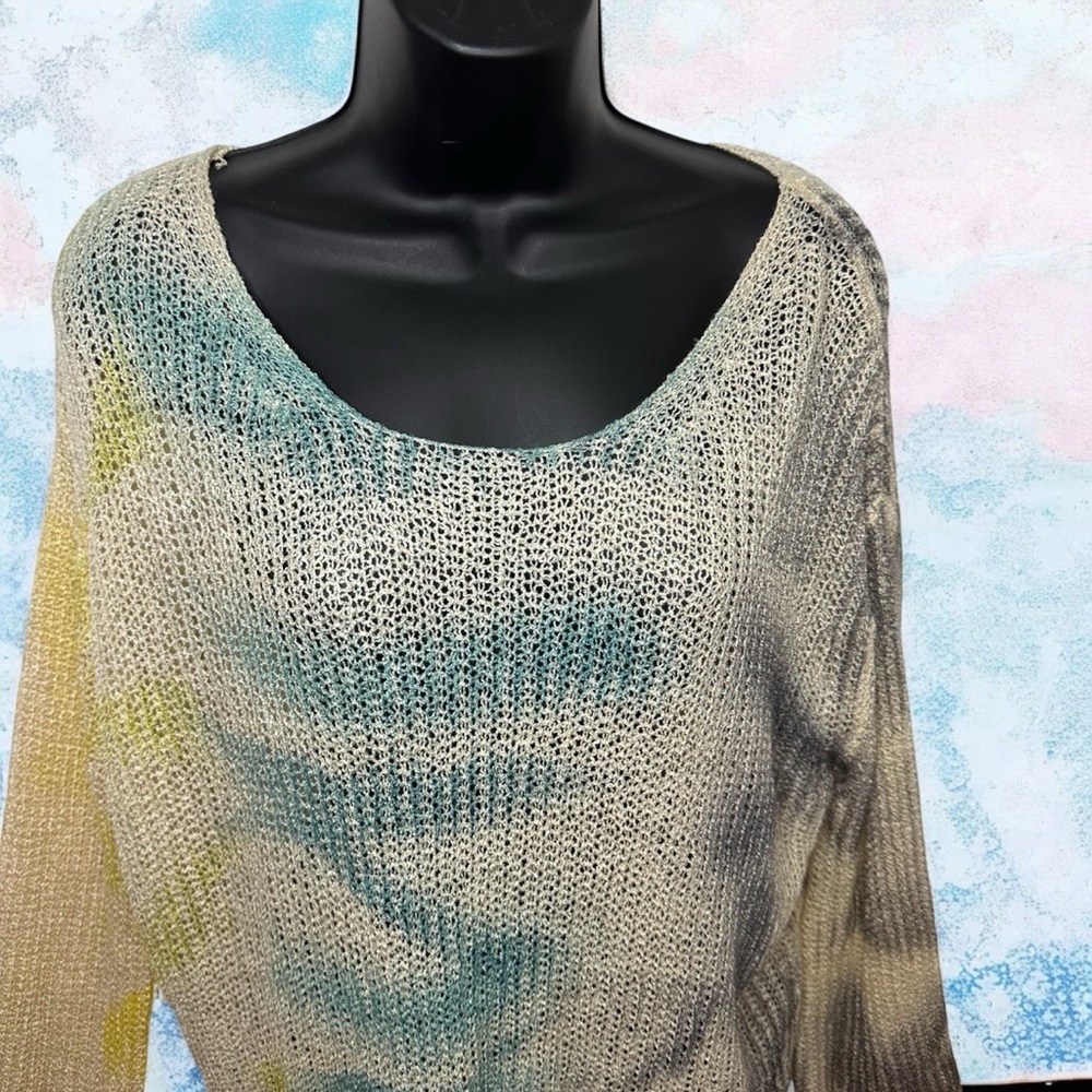 POL PTP 28 L 24 Blue and Cream Oversized Crew Neck Sweater Very Lightweight - Picture 7 of 7